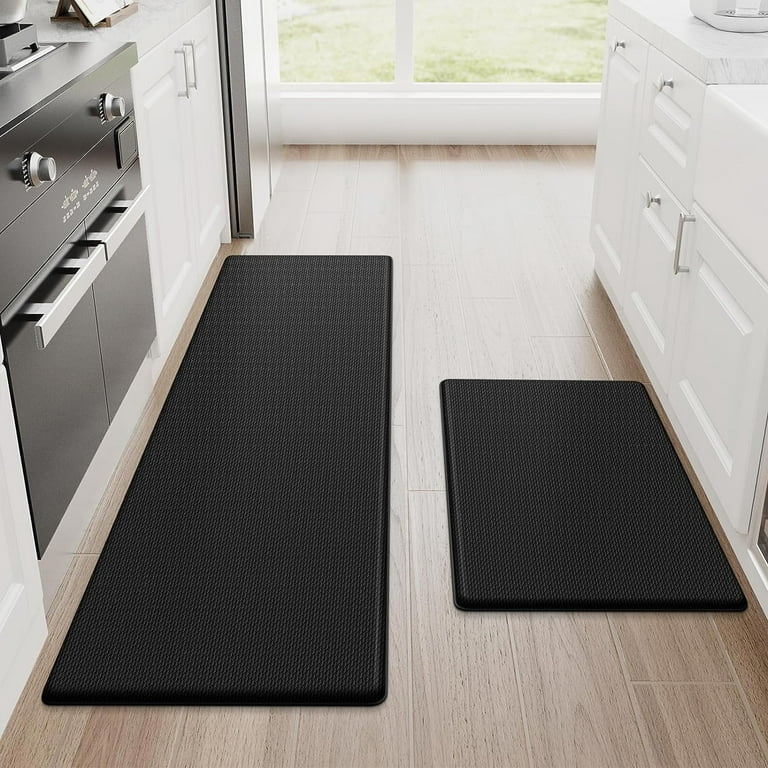 StepRite Kitchen Mat, Cushioned Anti Fatigue Kitchen Mats, Non-Slip  Standing Desk Mat, Waterproof Kitchen Rug Set (2PCS, Black) 