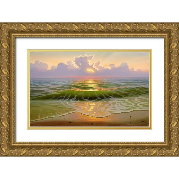 Stepanov, Alexander 14x10 Gold Ornate Wood Framed with Double Matting Museum Art Print Titled - Mysterious sunset
