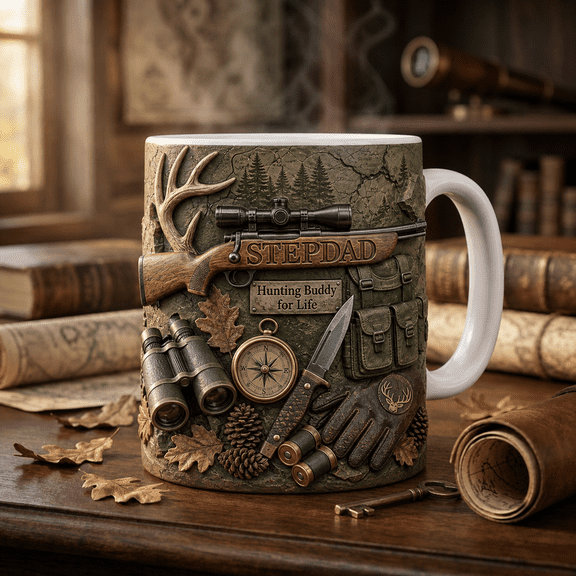 Stepdad Hunting Mug Father's Day Gift Mug for Hunting Buddy Bonus Dad