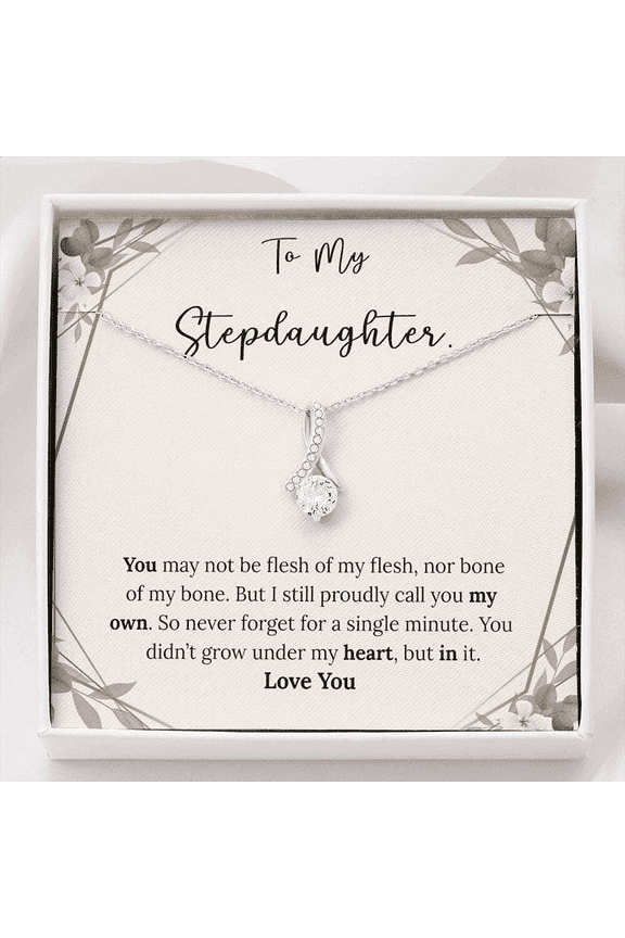 Stepdaughter Ribbon Pendant Necklace,Gift for Step Daughter,Stepdaughter Necklace Gift from Step Mother,Step Daughter Birthday Gift, Anniversary Gift, . Necklace Jewelry With Meaningful Messages S