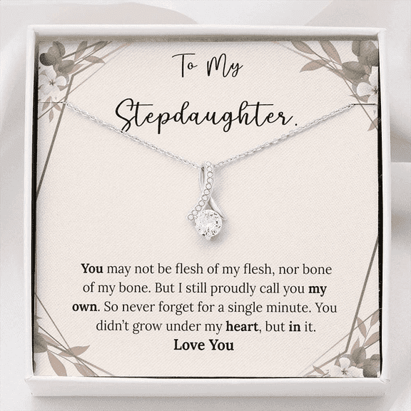 Stepdaughter Ribbon Pendant Necklace,Gift for Step Daughter,Stepdaughter Necklace Gift from Step Mother,Step Daughter Birthday Gift, Anniversary Gift, . Necklace Jewelry With Meaningful Messages S