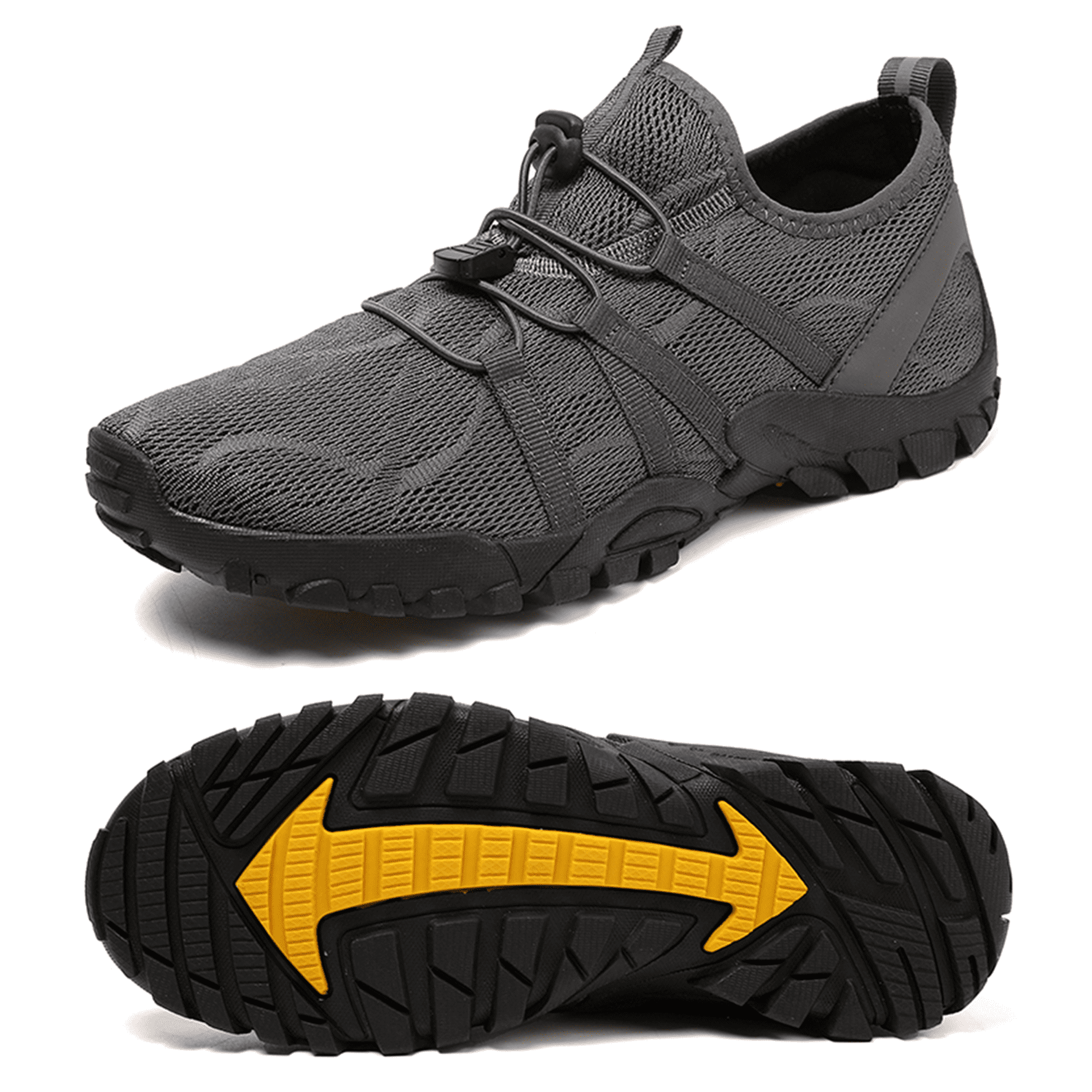Stepedia Athletic Water Shoes for Women Men Quick Dry Outdoor Aqua Beach Shoes for Walking Hiking Boating, Dark Gray