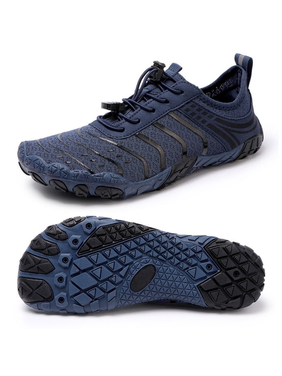 Athletic Hiking Water Shoes for Women Men Quick Dry Wide Barefoot Aqua Shoes for Beach Walking Boating, Navy