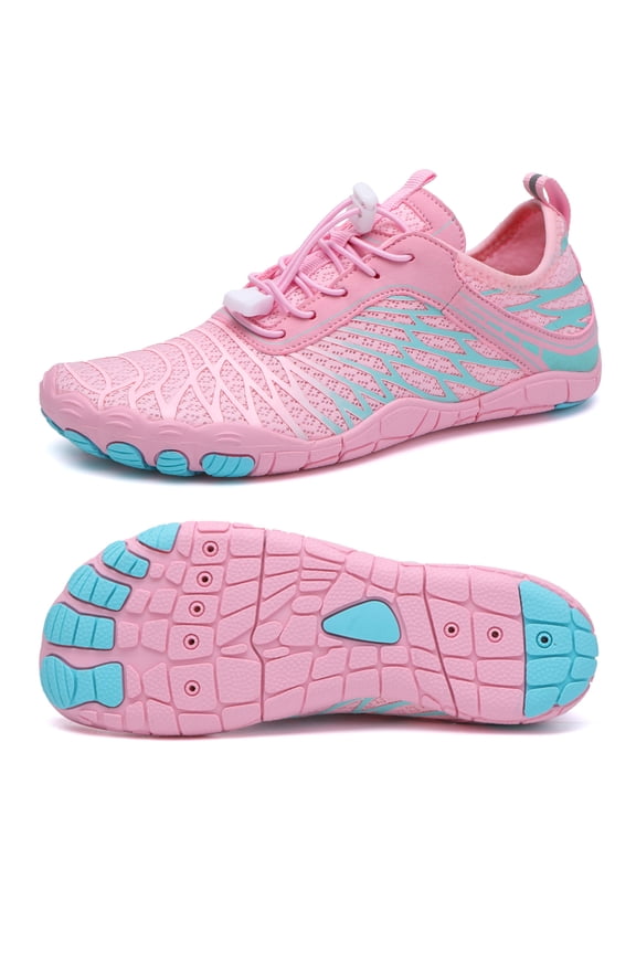Barefoot Wide Water Shoes for Women Quick Dry Outdoor Water Sport Aqua Shoes for Beach, Pink Size 7