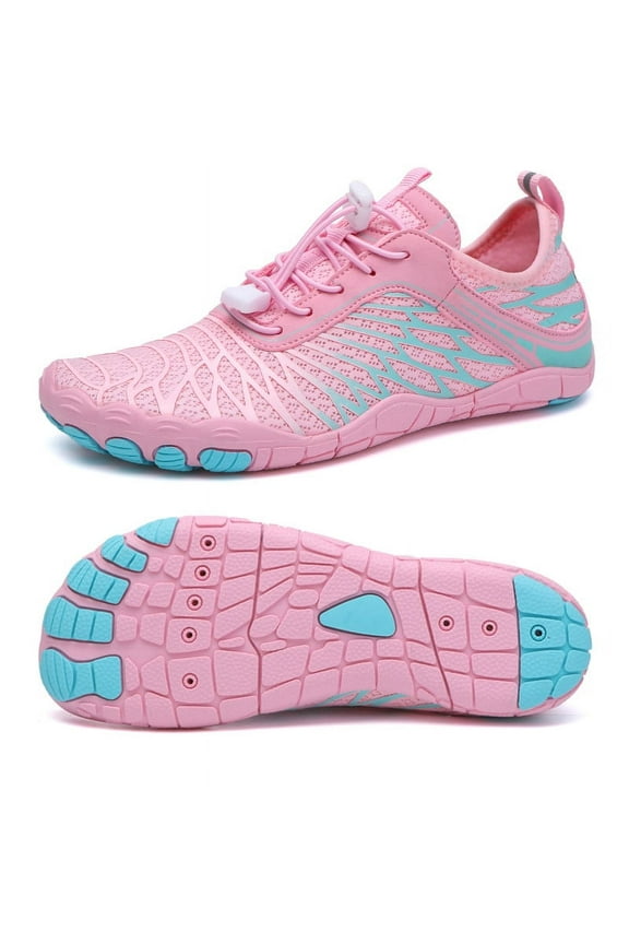 Athletic Hiking Water Shoes for Women Quick Dry Outdoor Water Sport Aqua Shoes for Beach, Pink Size 9.5