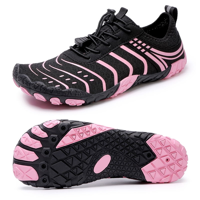Stepedia Barefoot Water Shoes Women Wide Toe Box Barefoot Shoes for Exercise Hiking Boating Swimming, Black Pink
