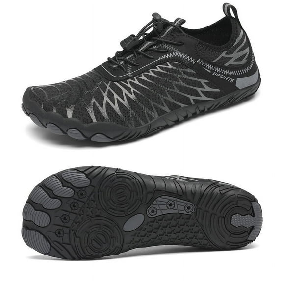 Stepedia Barefoot Athletic Hiking Water Shoes Wide Toe Zero Drop Aqua Shoes Minimalist Shoes for Women, Black 9 Wide