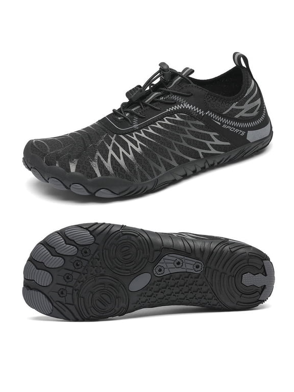 Barefoot Athletic Hiking Water Shoes Wide Toe Zero Drop Aqua Shoes Minimalist Shoes for Women, Black 9 Wide