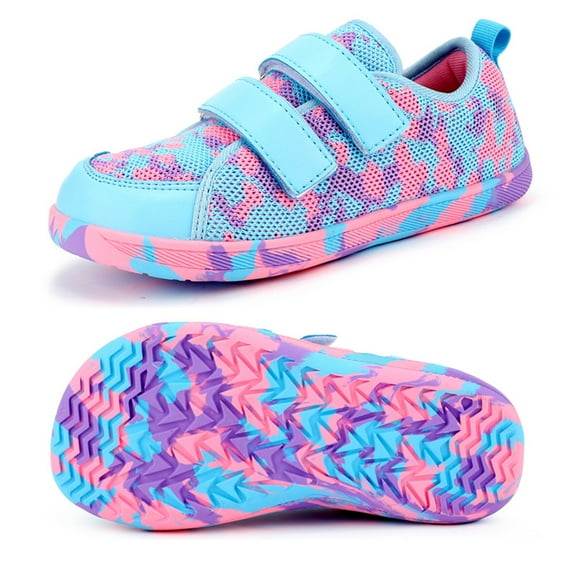 Stepedia Barefoot Shoes Wide Toe Box Walking Shoes for Kids Boys Girls Minimalist Sneakers Zero Drop Sole, Camo Blue