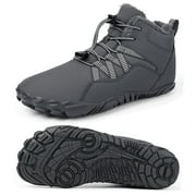 Stepedia Barefoot Winter Hiking Boots Men Women Wide Toe Box Waterproof Snow Boots for Outdoor Walking, Dark Gray 5 Women/4 Men