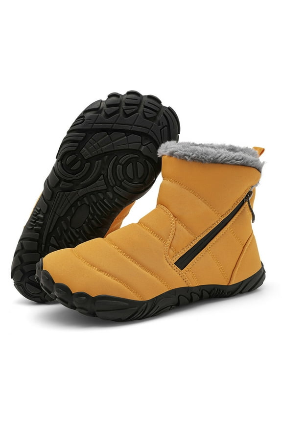 Boys Girls Snow Boots Waterproof Non-slip Cold Weather Faux Fur Lined Kids Winter Shoes