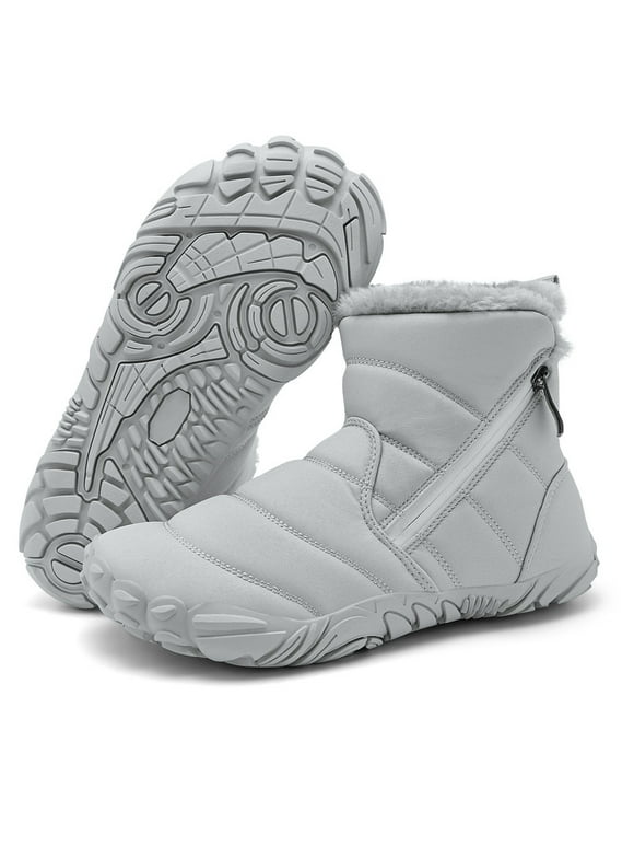 Boys Girls Snow Boots Waterproof Non-slip Cold Weather Faux Fur Lined Kids Winter Shoes