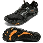 Hiking Water Shoes for Men Wide Toe Box Barefoot Swim Shoes Quick Dry Beach Shoes, Black Size 10
