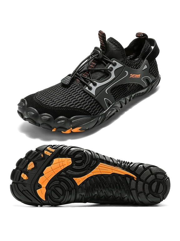 Hiking Water Shoes for Men Wide Toe Box Barefoot Swim Shoes Quick Dry Beach Shoes, Black Size 7