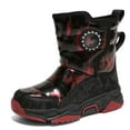 thumbnail image 1 of Stepedia Kids Boys Girls Faux Fur Lined Winter Waterproof Warm Snow Boots, Black Red 12 Little Kid, 1 of 7