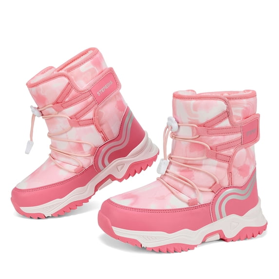 Stepedia Kids Boys Girls Winter Snow Boots Waterproof Outdoor Warm Faux Fur Lined Boots