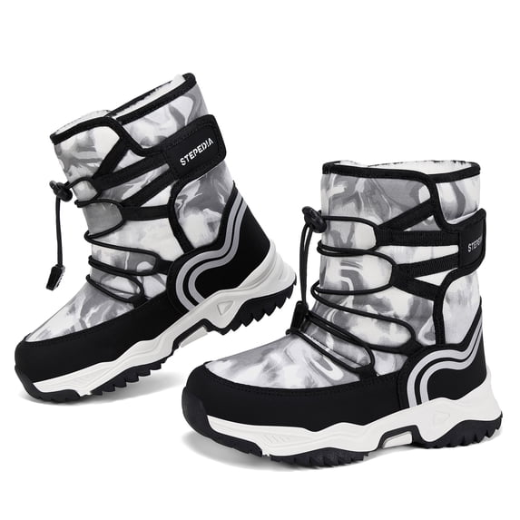 Stepedia Kids' Snow Boots Insulated Waterproof Faux Fur Lined Warm Anti-Slip Winter Boots for Boys and Girls