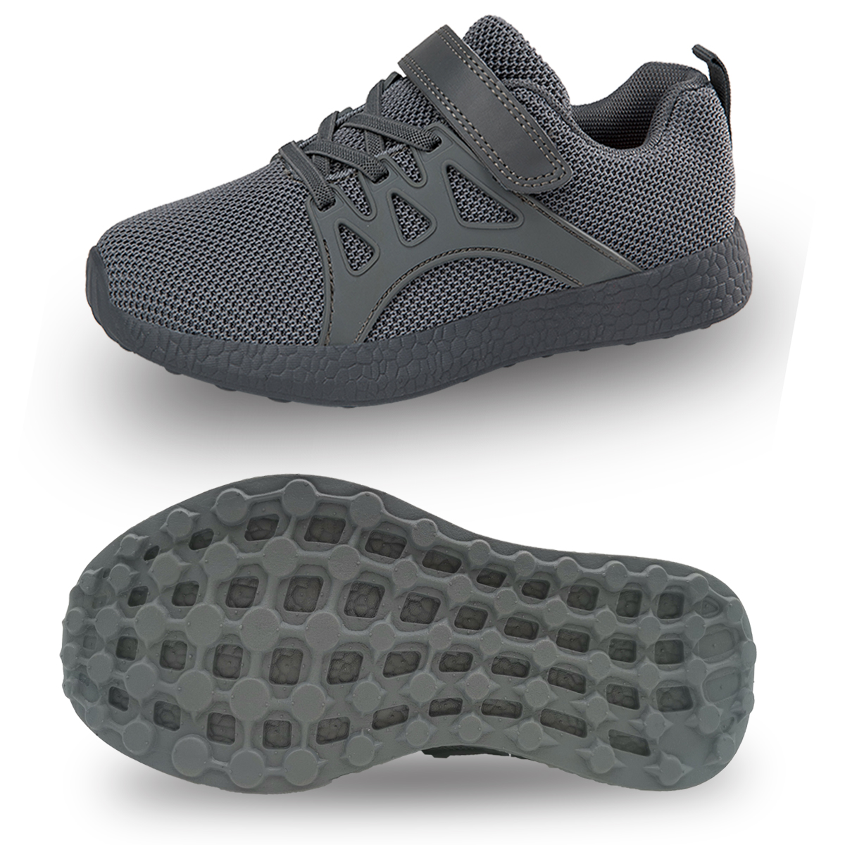 Stepedia Kids Tennis Shoes Boys Girls Lightweight Breathable Walking Running Sneakers Dark Grey, Size 1 - image 1 of 6