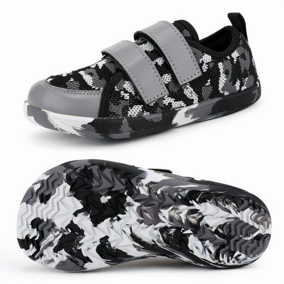 Stepedia Boys Girls Shoes Little/Big Kid Wide Barefoot Walking Tennis Sneakers, Camo Gray