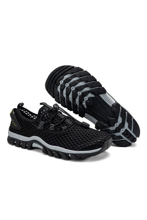 Men's Aqua Shoes Quick Dry Water Shoes Lightweight Barefoot Swim Beach Shoes, Black
