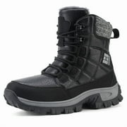 Stepedia Men's Snow Boots Warm Insulated Faux Fur Lined Mid Calf Waterproof Winter Shoes, Black