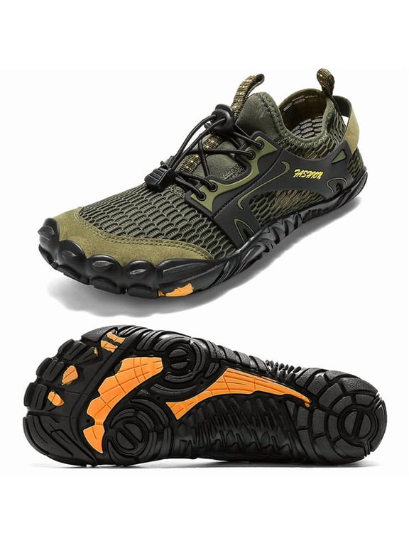 Men's Water Shoes Quick Dry Aqua Barefoot Breathable Wide Width Swim Shoes Training Hiking, Olive Green Size 11