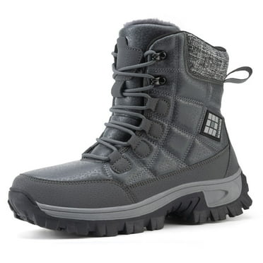 Stepedia Men's Waterproof Winter Boots Wide Outdoor Insulated Mid Calf Insulated Snow Boots, Gray