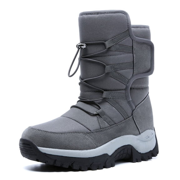 Stepedia Mens Snow Boots Waterproof Outdoor Mid Calf Warm Winter Boots, Gray