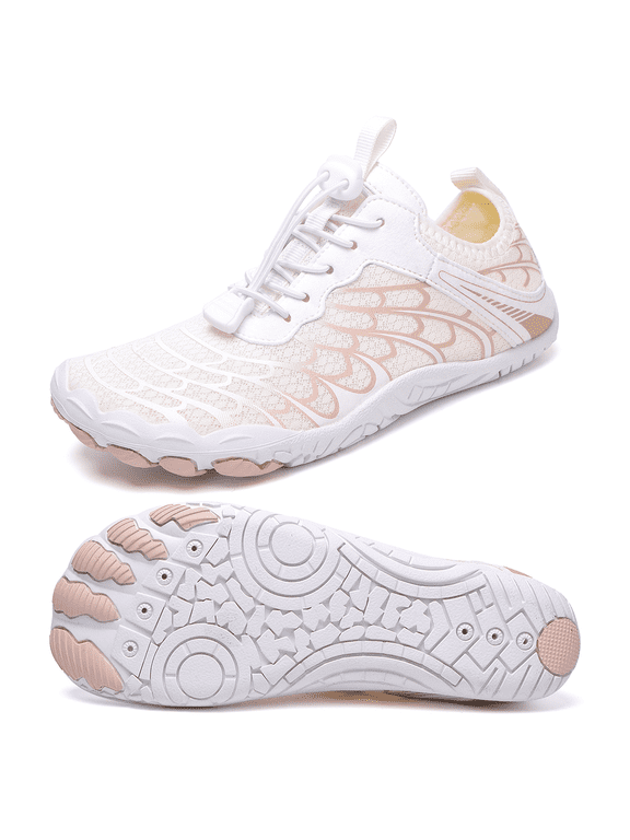 Quick Dry Wide Toe Box Water Shoes Women Barefoot Swim Shoes Breathable Aqua Shoes for Boating Surfing, White