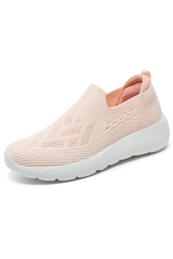 Slip on Walking Shoes Women Mesh Athletic Sneakers Lightweight Casual Daily Work Shoes, Pink 8