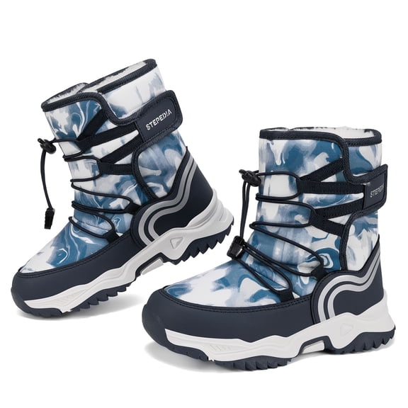 Stepedia Snow Boots Kids Boys Girls Winter Warm Faux Fur Boots Lightweight Water-Resistant Cold Weather Shoes