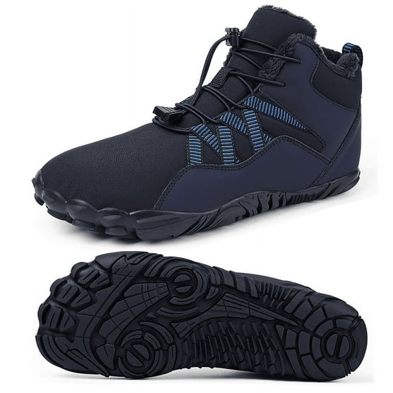 Stepedia Snow Boots Winter Barefoot Warm Faux Fur Anti-Slip Wide Toe Box Hiking Boots for Men Women, Navy 10.5 Women/9.5 Men
