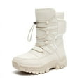 thumbnail image 1 of Stepedia Snow Boots Women Winter Waterproof Warm Faux Fur Lined Mid Calf Booties, White, 1 of 8