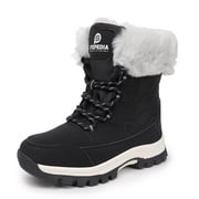 Stepedia Snow Boots Womens Warm Faux Fur Insulated Non-Slip Outdoor Mid Calf Winter Boots, Black