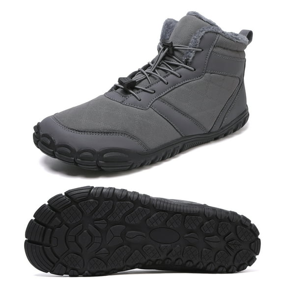 Stepedia Winter Boots for Men Wide Width Waterproof Insulated Outdoor Snow Boots with Faux Fur, Gray