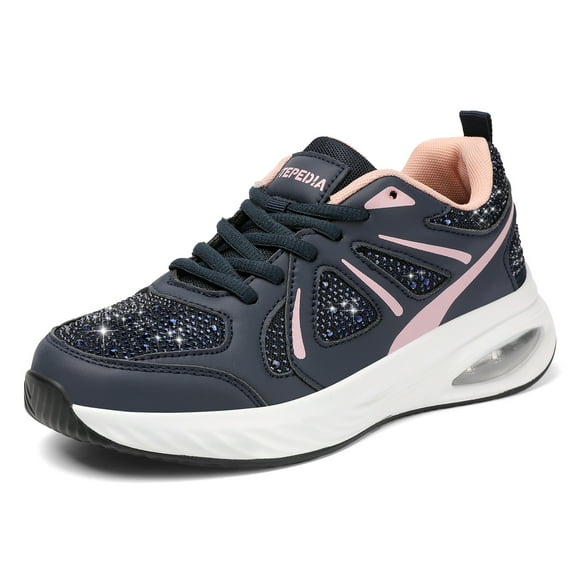 Stepedia Sparkly Sneakers for Women Air Cushion Tennis Shoes Women Arch Support Walking Shoes