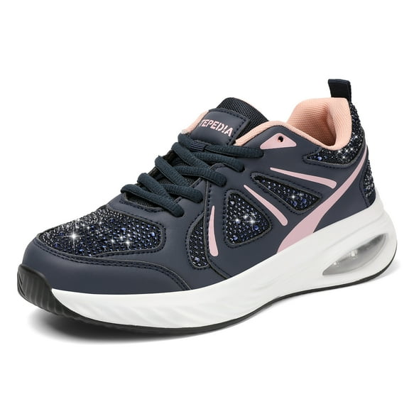 Stepedia Sparkly Sneakers for Women Air Cushion Tennis Shoes Women Arch Support Walking Shoes