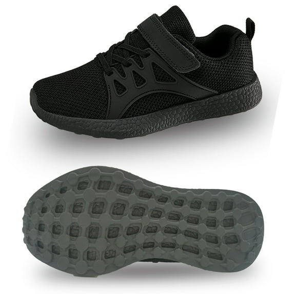 Stepedia Toddler Boys Girls Sneakers Kids Breathable Strap Athletic Running Tennis Shoes Black, Size 1.5