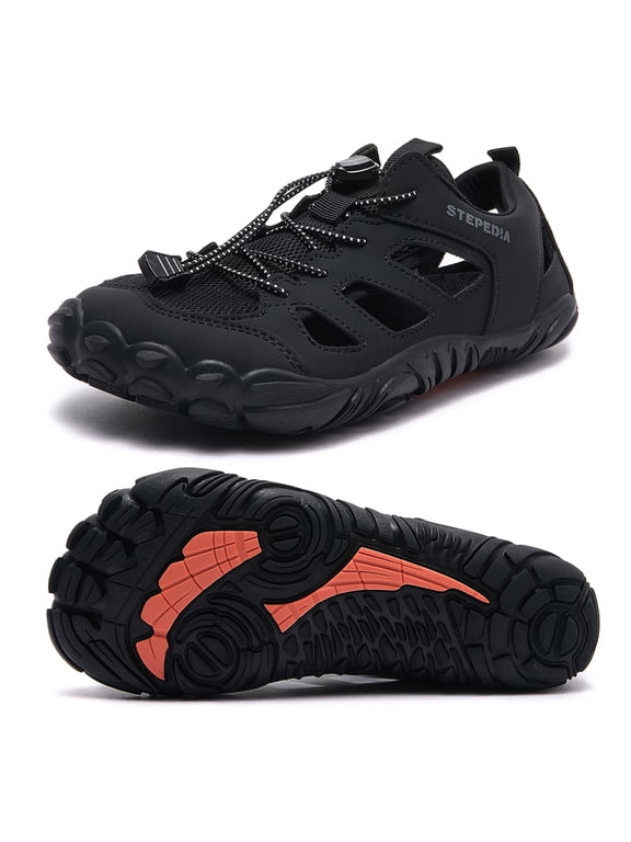 Water Shoes Men's Women's Swim Shoes Wide Toe Beach Barefoot Quick-Dry Aqua Pool Sandals Swimming Surfing, Black