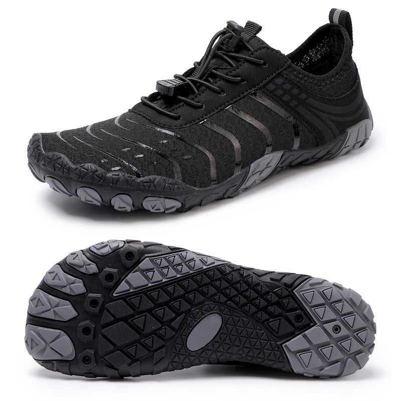 Stepedia Men's Women's Water Shoes Wide BQuick Drying Barefoot Aqua Shoes for Hiking Swimming Surfing Beach, Black