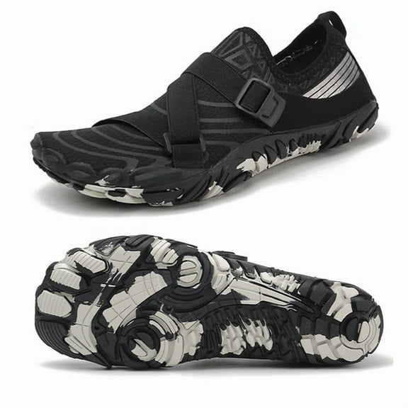 Stepedia Water Shoes Women Wide Barefoot Athletic Hiking Aqua Shoes Quick Dry Beach Shoes, Black US 10.5