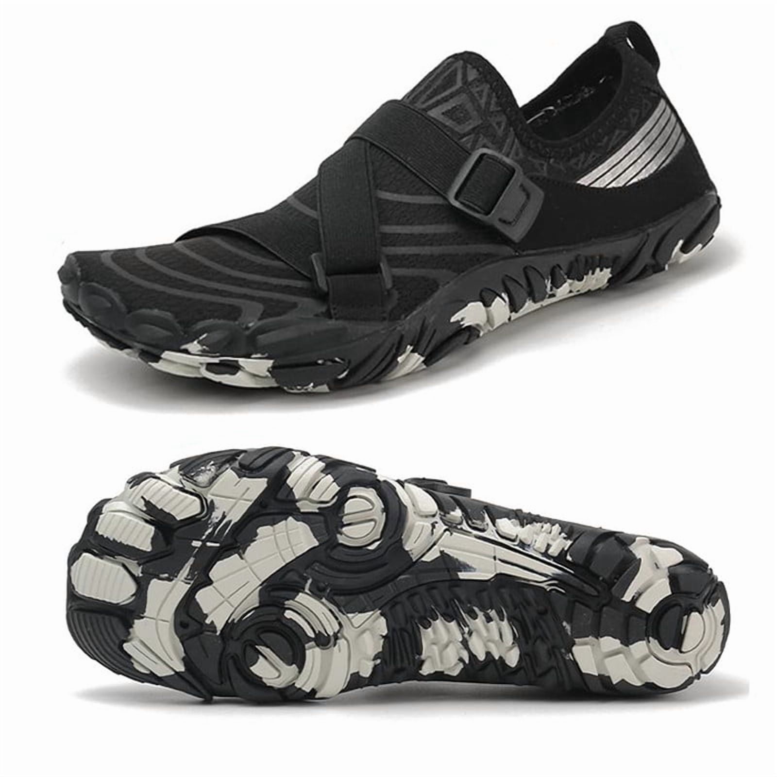 Stepedia Water Shoes Women Wide Barefoot Athletic Hiking Aqua Shoes Quick Dry Beach Shoes, Black US 7.5