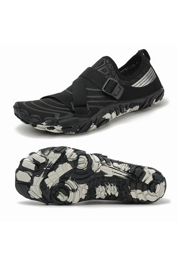 Water Shoes Women Wide Barefoot Athletic Hiking Aqua Shoes Quick Dry Beach Shoes, Black US 7.5