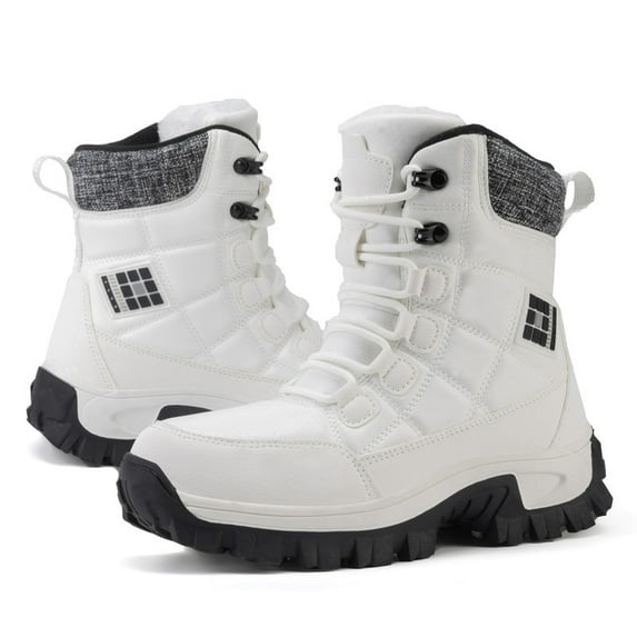 Stepedia Waterproof Snow Boots for Women Anti-Slip Faux Fur Winter Shoes, White Size 7