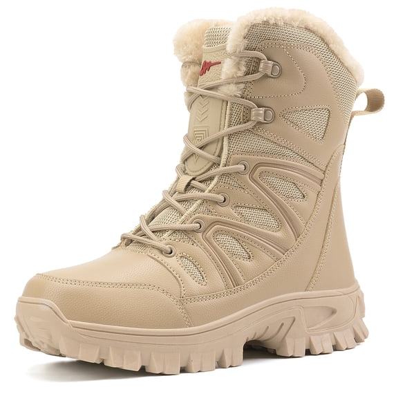 Stepedia Winter Boots for Men Waterproof Insulated Warm Faux Fur Inner Comfortable Outdoor Snow Boots, Wheat
