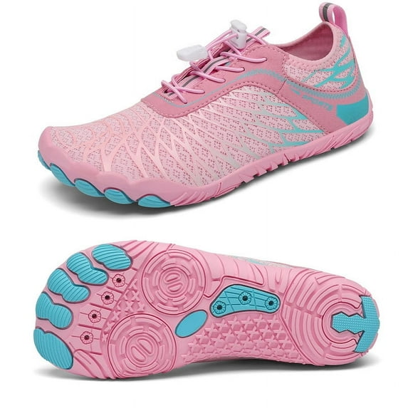 Stepedia Women's Barefoot Shoes Wide Toe Box Water Shoes for Exercise Hiking Boating Swimming, Pink 10.5 Wide