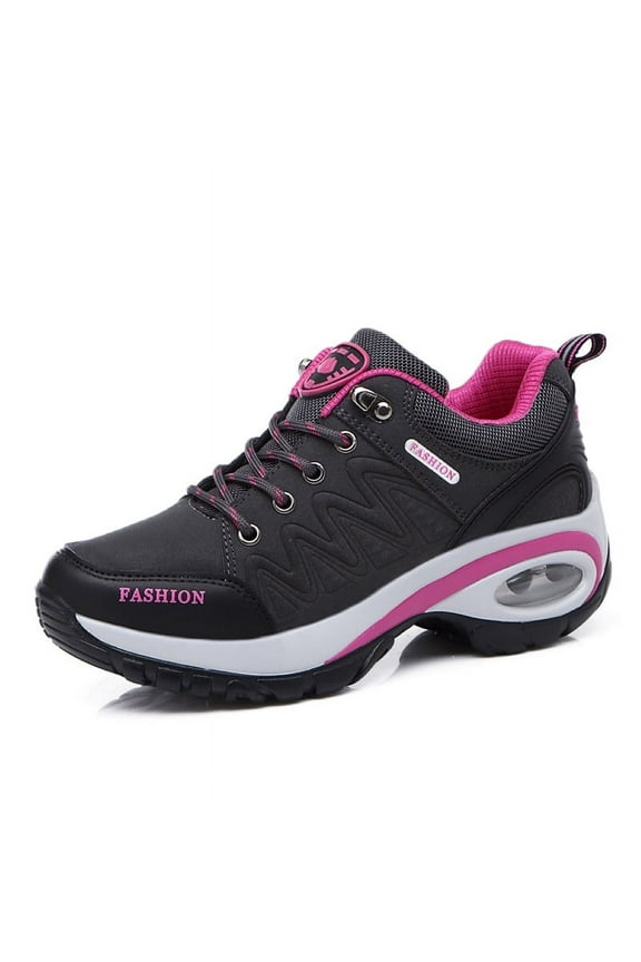 Women's Hiking Shoes Lightweight Breathable Arch Support Walking Sneakers Outdoor Work Shoes, Black Rose