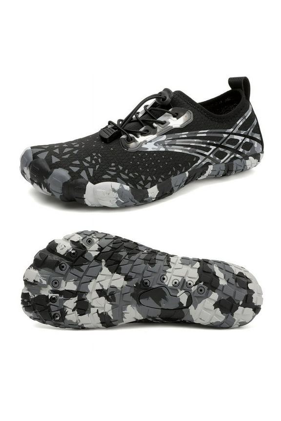 Women's Men's Water Shoes Non Slip Quick Dry Athletic Aqua Shoes for Beach Swimming, Black