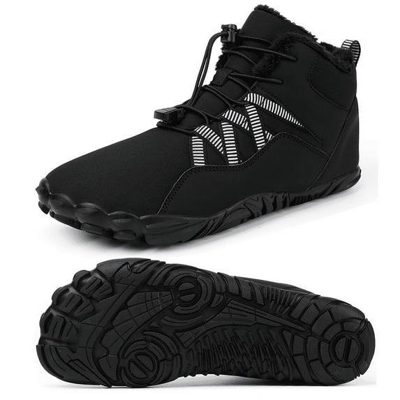 Stepedia Women's Men's Wide Toe Box Winter Snow Boots Barefoot Waterproof Hiking Shoes, Black 13 Women/12 Men