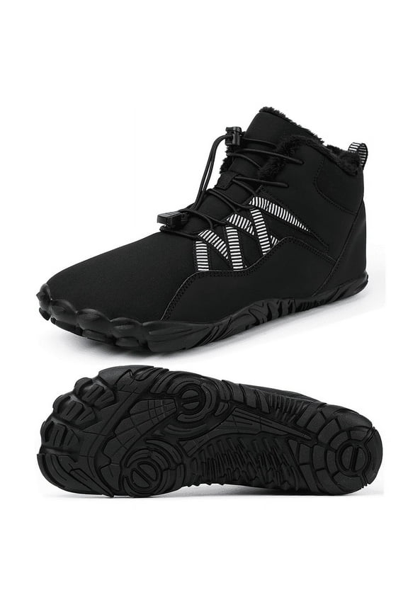 Women's Men's Wide Toe Box Winter Snow Boots Barefoot Waterproof Hiking Shoes, Black 13 Women/12 Men